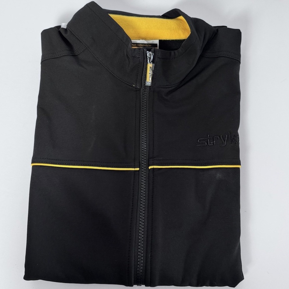 New Stryker Men's Soft Shell‎ Vest Full Zip Pockets Black Yellow Size L